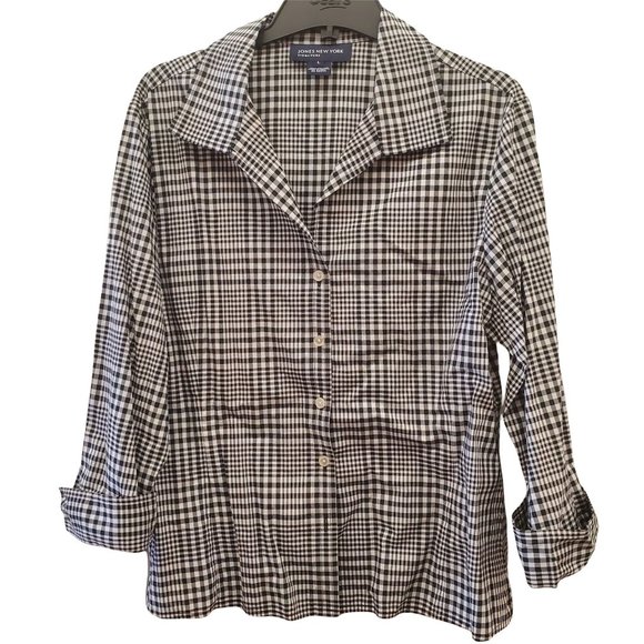 Jones New York Signature Plaid Button Down Shirt - Picture 1 of 9